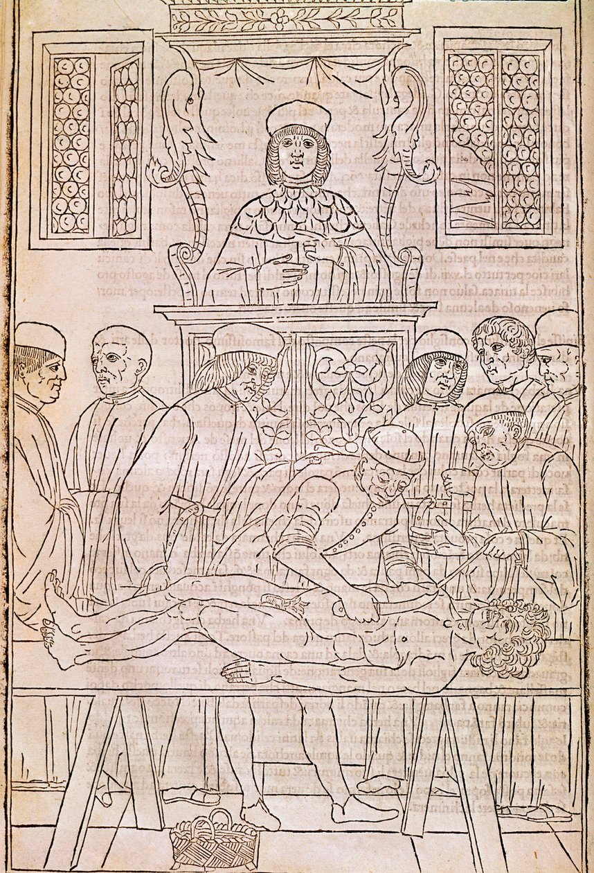 Autopsia. Codice. Il corpo di un uomo morto dissezionato dai medici per uno studio di anatomia, Fascicula Medicinae, codice di un fascicolo medico di Johannes Kethan da Unknown artist