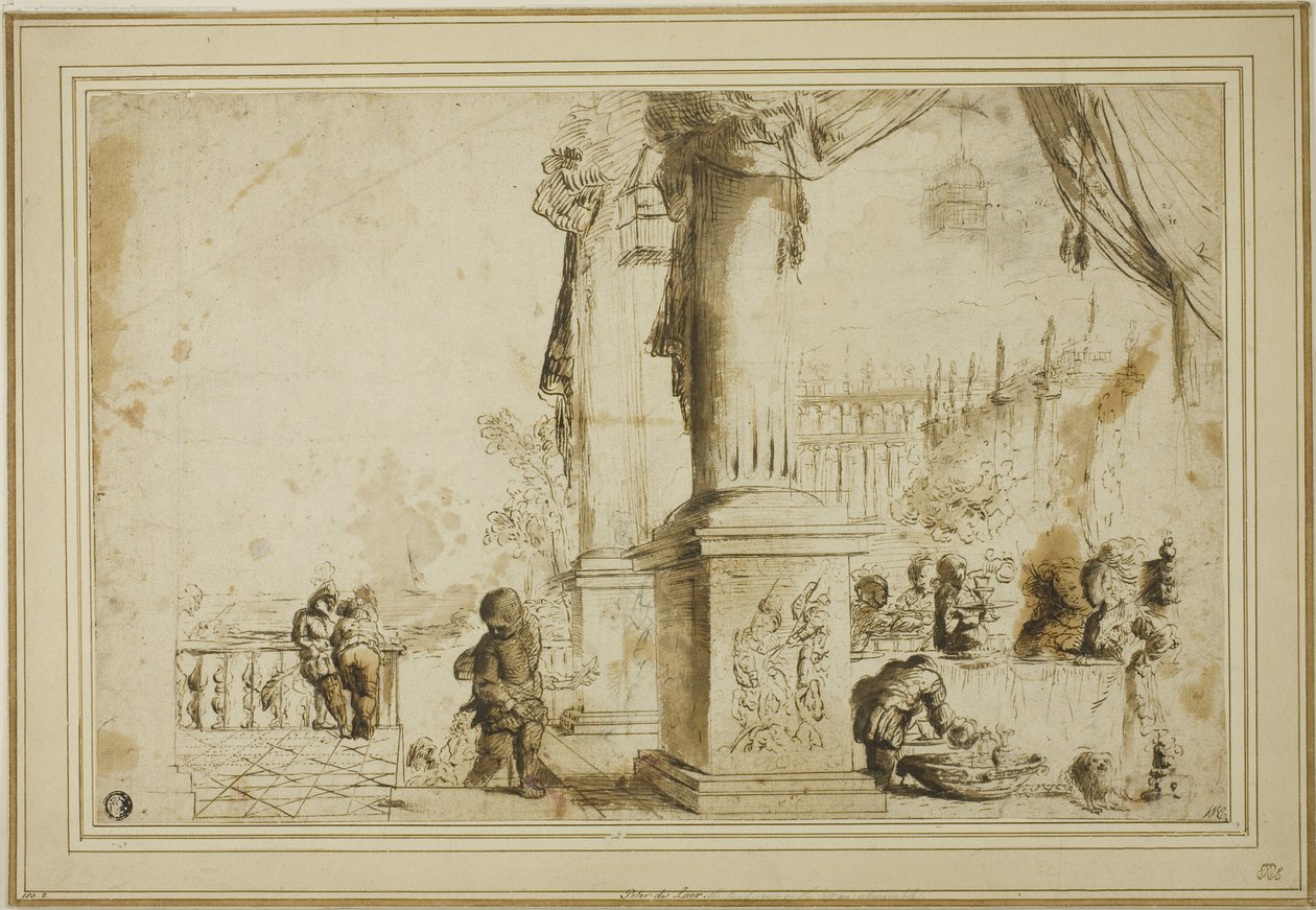 Scena di banchetto sulla terrazza da Unknown artist