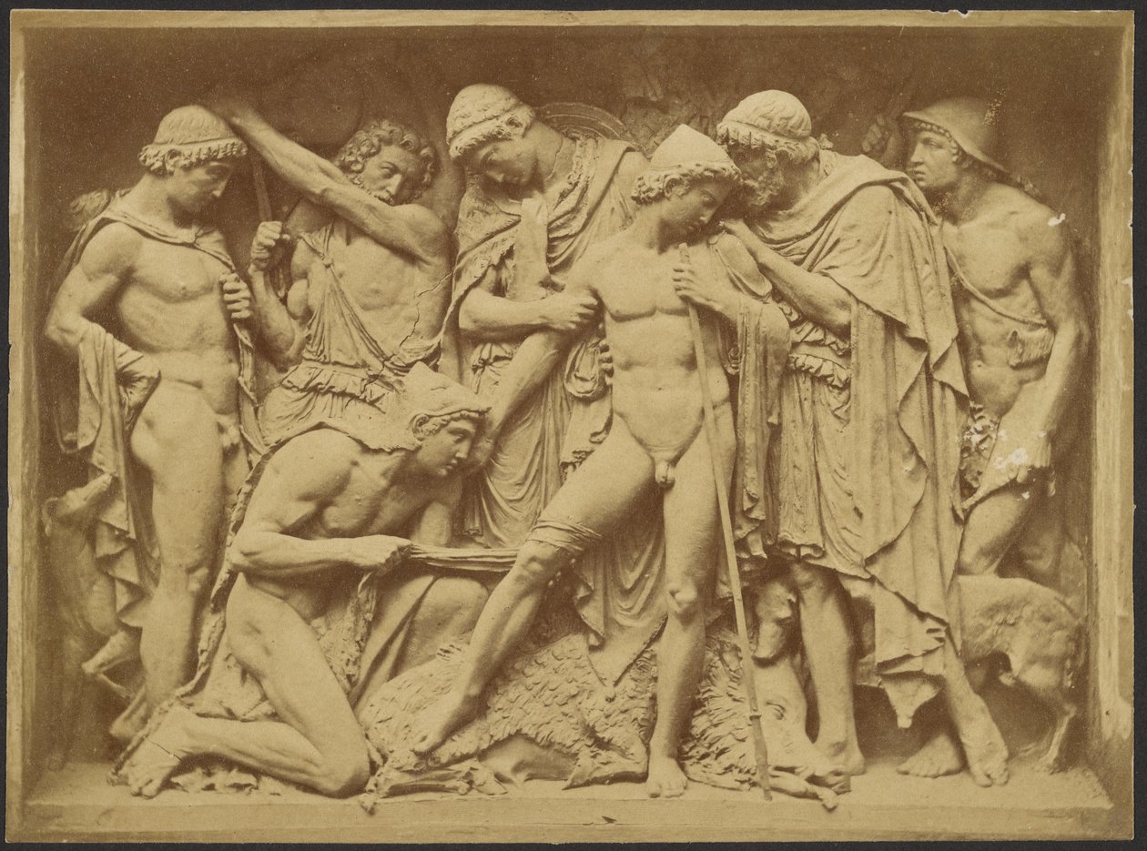 [Bassorilievo di uomini e cinghiale morto] da Unknown artist