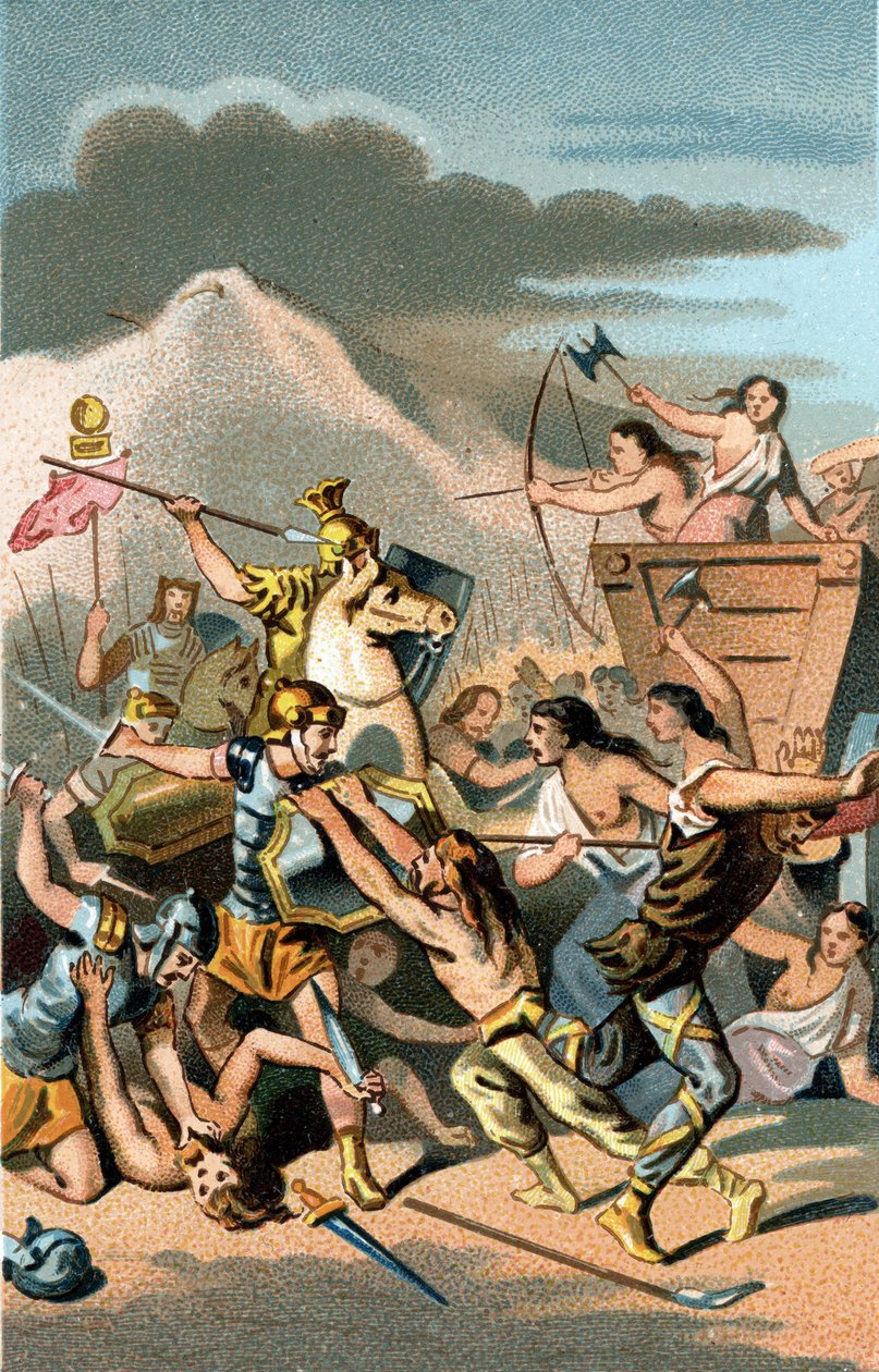 Battaglia di Aix: invasione dei Cimbri e dei Teutoni dal 110 al 102 a.C. I Teutoni furono sconfitti da Gaio Mario il saggio, console romano. da Unknown artist
