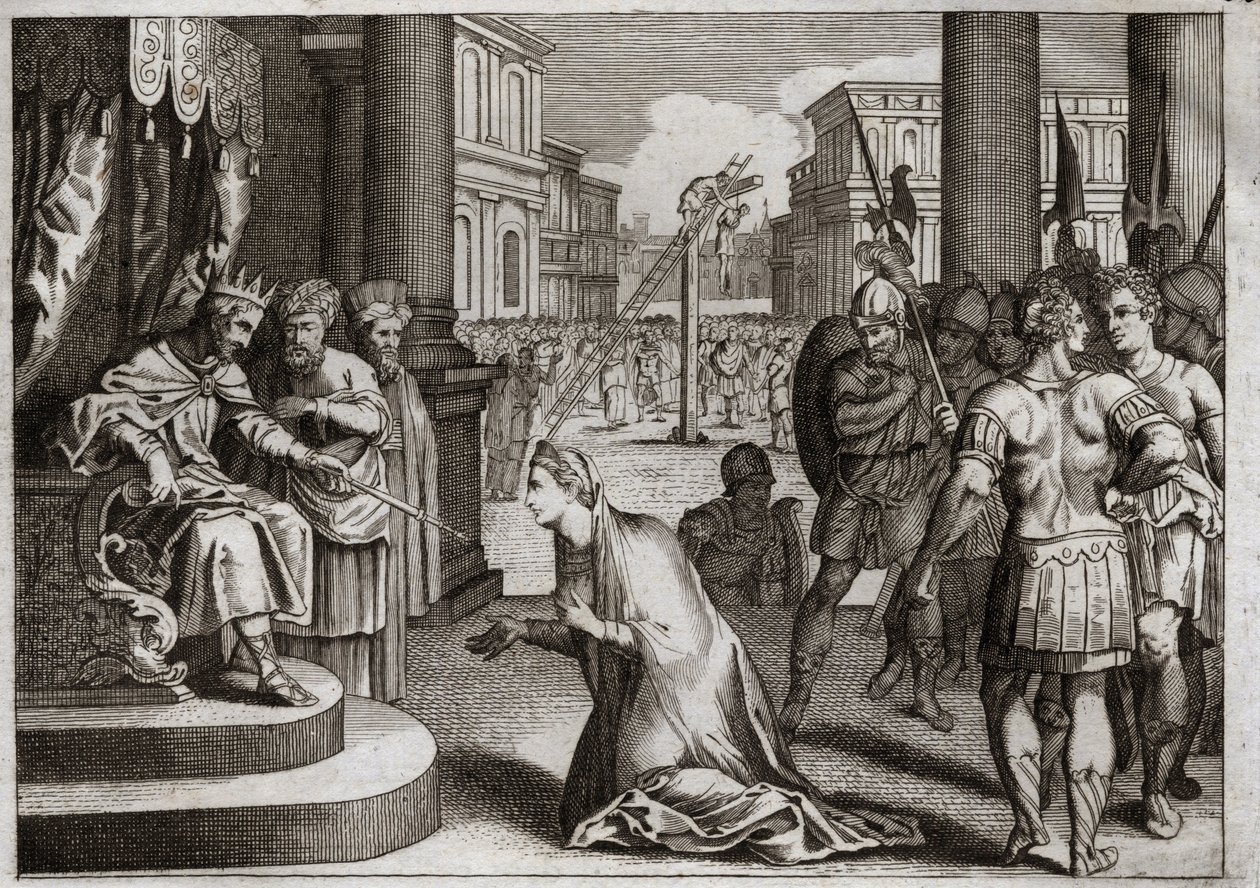 Bibbia di Royaumont, Antico Testamento: Punizione di Aman. Assuero I (Serse I) impicca Aman alla forca che aveva preparato per Mardocheo, e ritira l