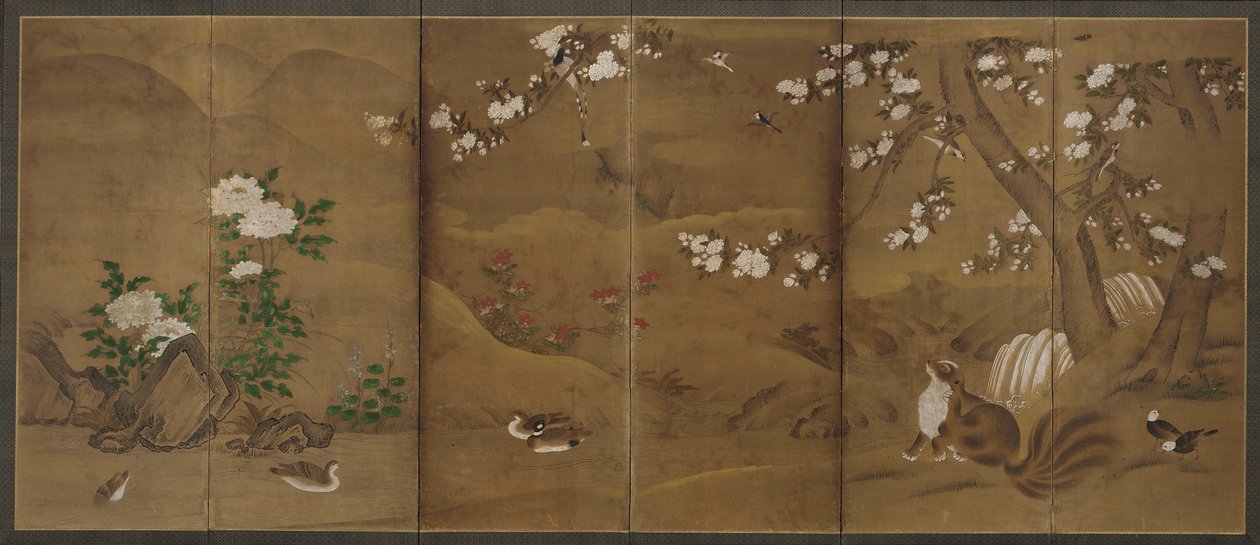 Uccelli, fiori delle stagioni e zibetti da Unknown artist