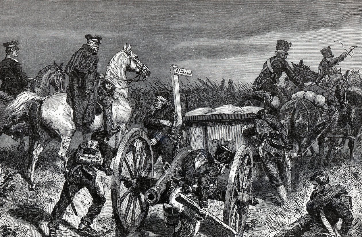 Marcia di Blücher verso Waterloo - Il generale prussiano Gebhard Leberecht von Blücher (1742-1819) guida le sue truppe a Waterloo da Unknown artist