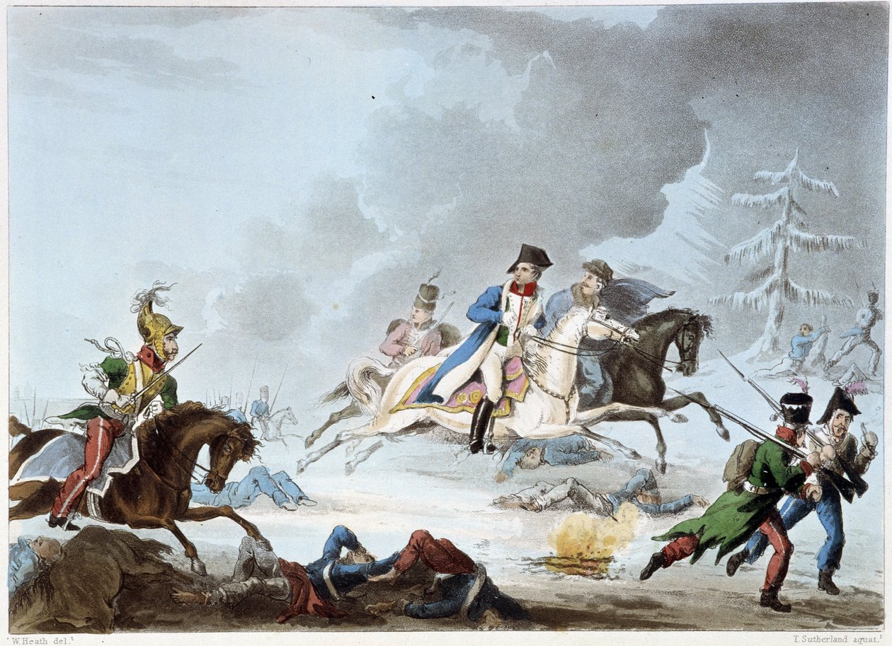 Bonaparte alla battaglia di Krasnoi - in "Guerre napoleoniche" di Sutherland, Dubourg, Londra da Unknown artist