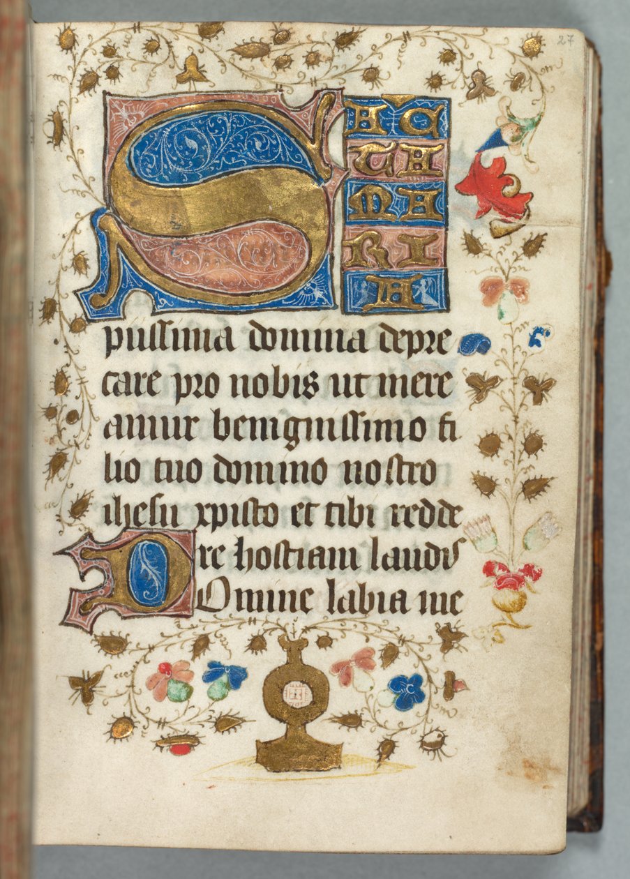 Libro delle Ore (Uso di Metz): Fol. 27r, Iniziali decorate da Unknown artist