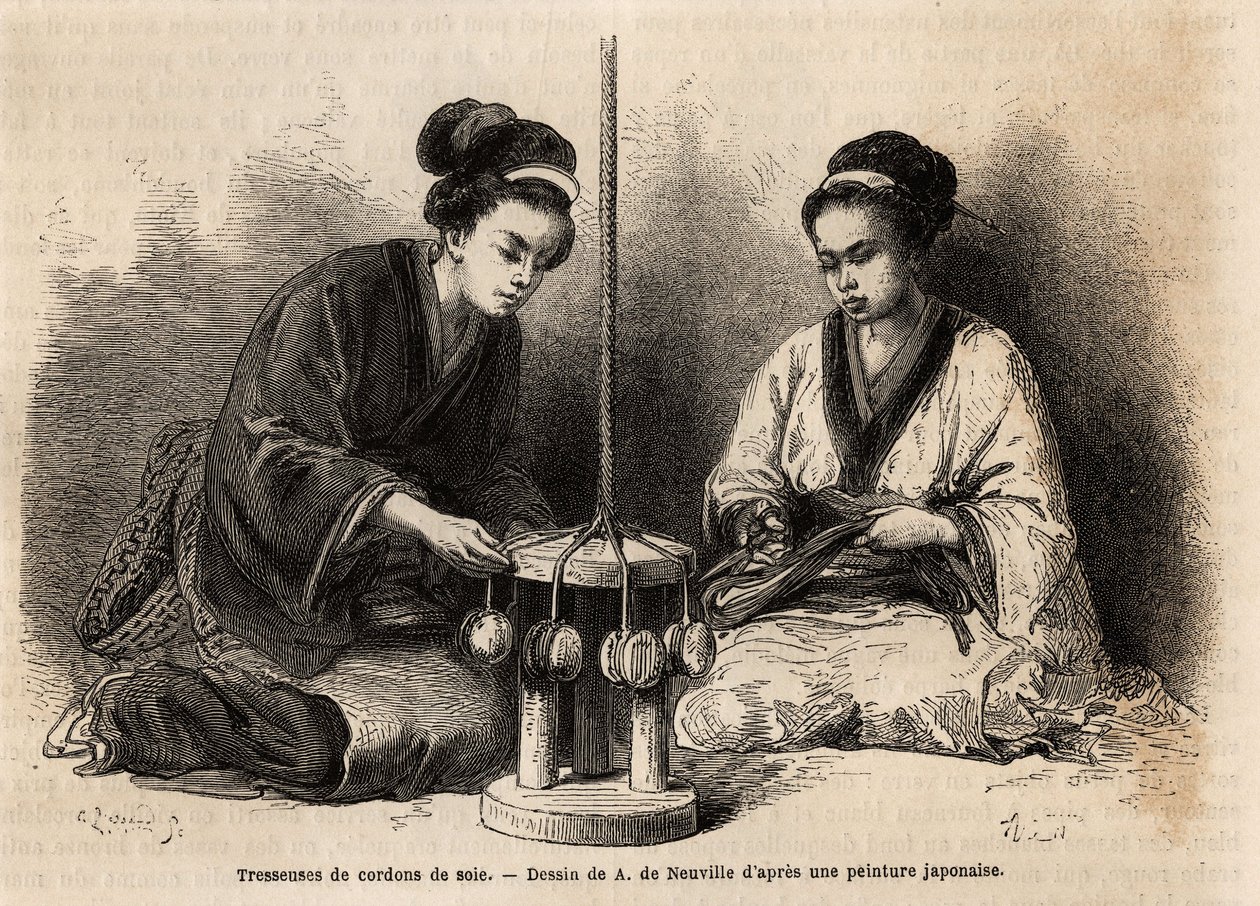 Intrecciatori di corde di seta, nel loro laboratorio a Yedo (o Edo, l