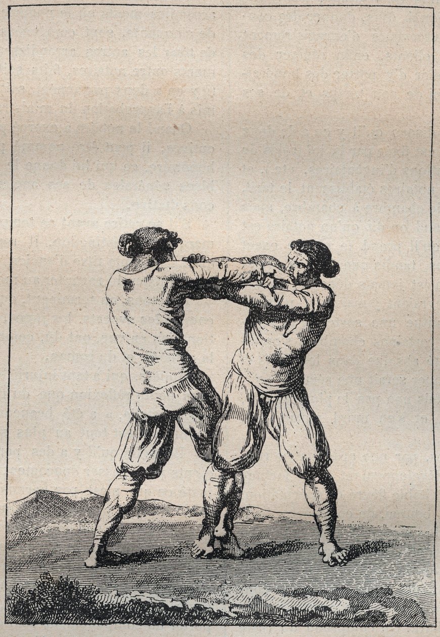 Lottatori bretoni incisione in "Voyage dans le Finistère ou État de ce département en 1794 et 1795" di Jacques Cambry (1749-1807) da Unknown artist