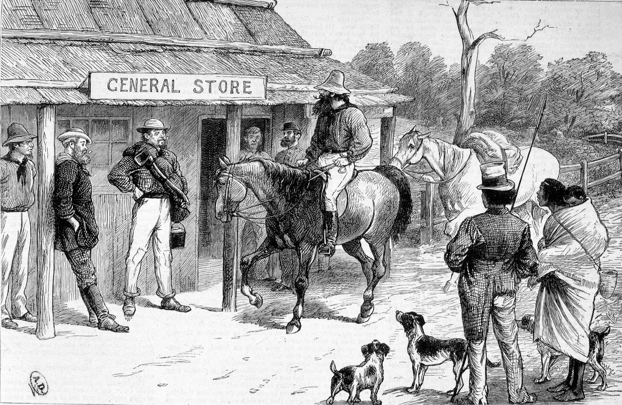 Negozio di Bush in Australia, circa 1880. da Unknown artist