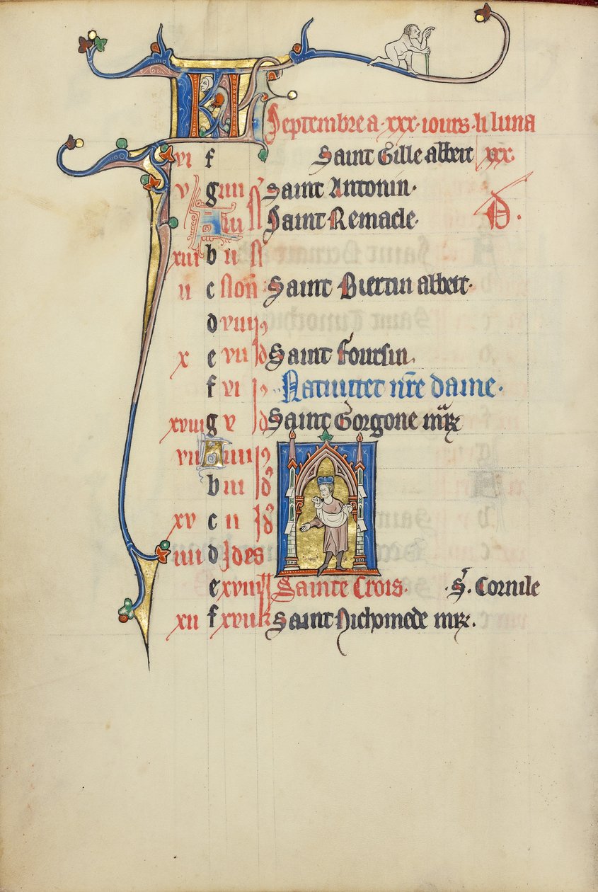 Pagina di calendario per settembre; Semina da Unknown artist
