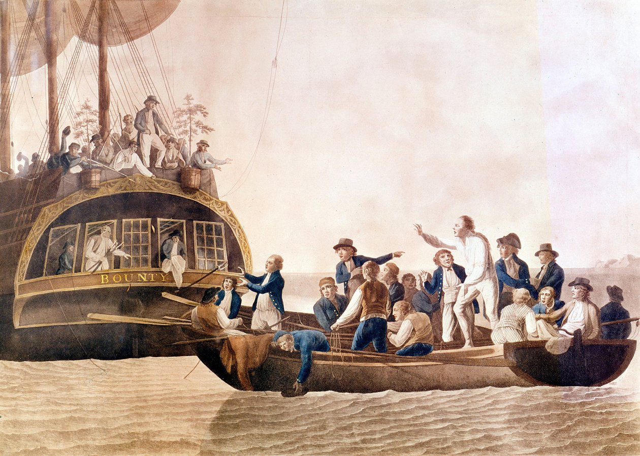 Il capitano William Bligh (1754 - 1817) del Bounty abbandonato dal suo equipaggio. da Unknown artist