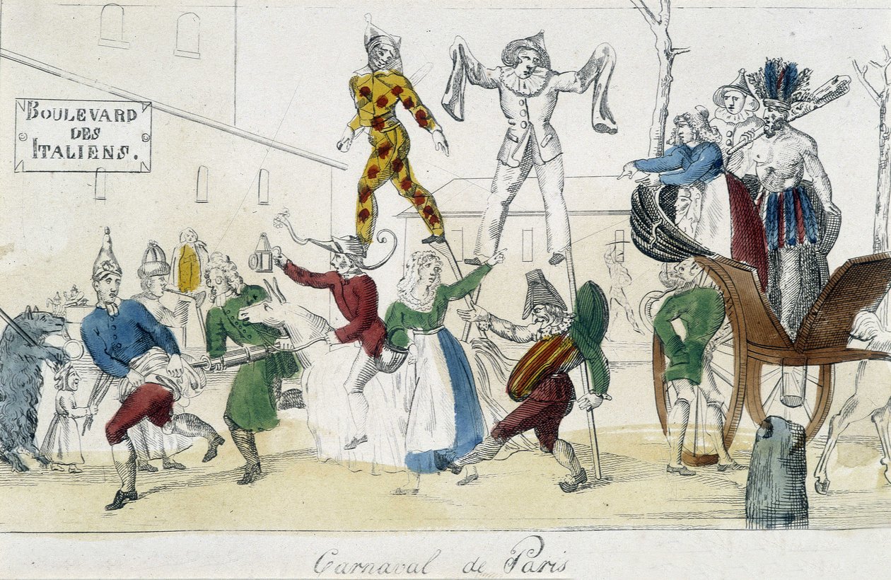 Carnevale di Parigi, boulevard des Italians - incisione del XVIII secolo, Carnavalet da Unknown artist