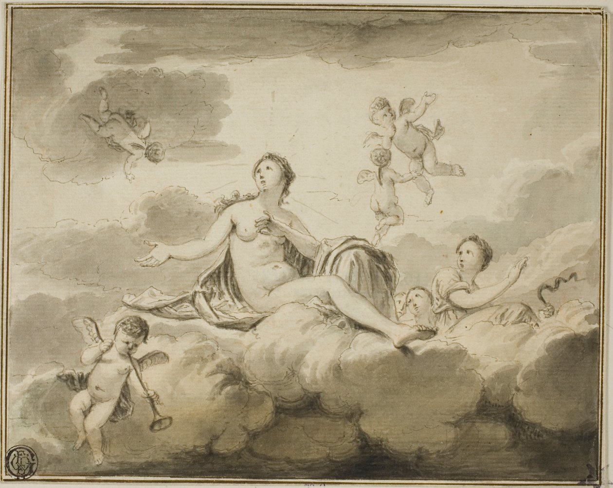 Design del soffitto: La verità trionfante, con la prudenza e altre da Unknown artist