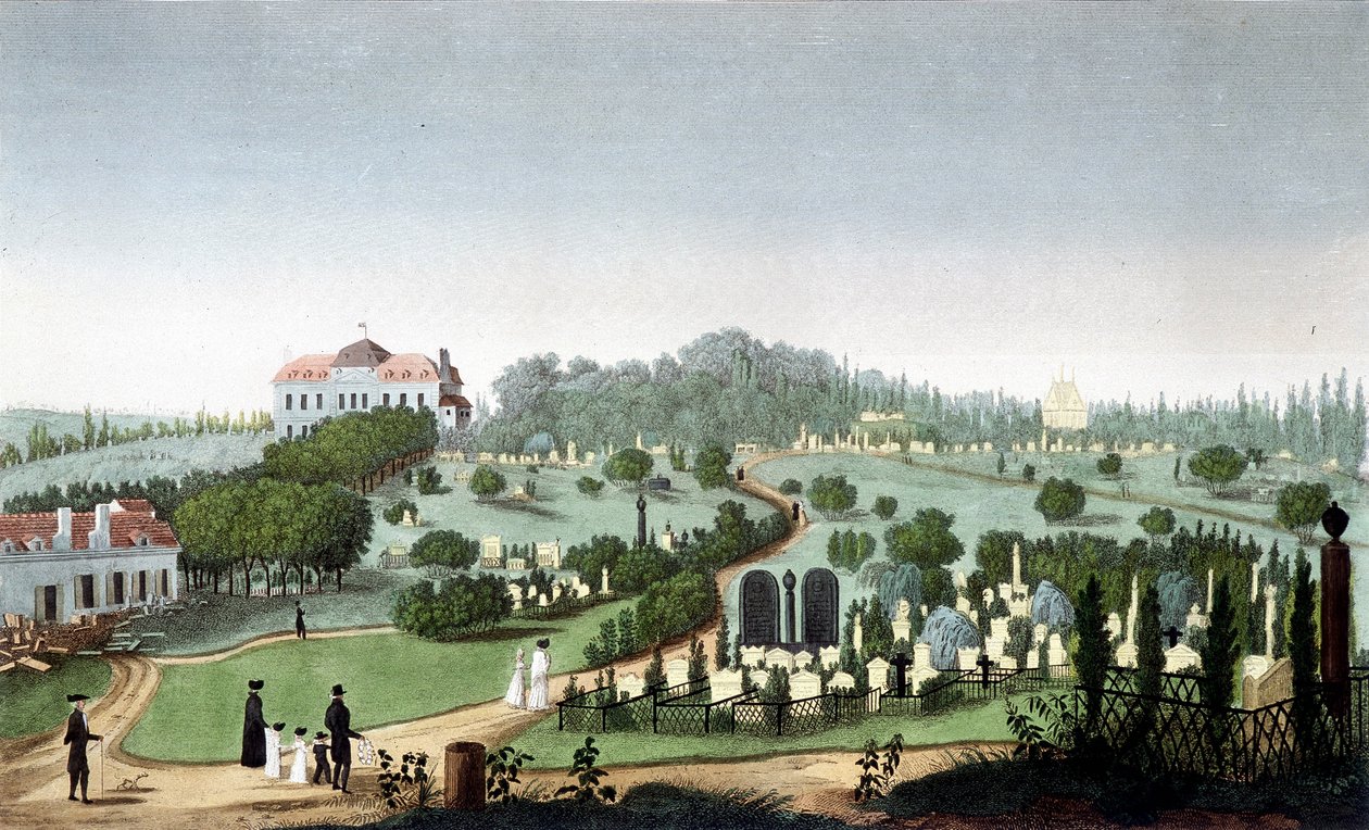 Cimitero di Père Lachaise, circa 1820 - in "Vues de Paris" di Courvoisier da Unknown artist