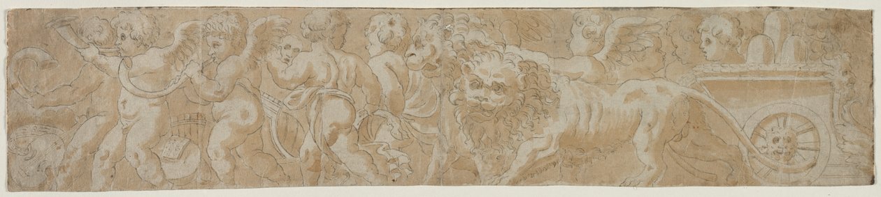 Carro Trainato da Leoni con Amorini (recto) da Unknown artist