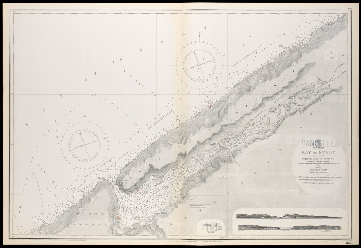 Carta della Nuova Scozia, Baia di Fundy, Gullivers Hole a St Croix Bay, pubblicata per la prima volta il 10 febbraio 1858 da Unknown artist