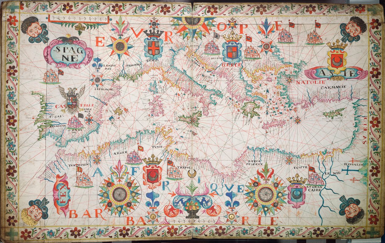 Carta del Mediterraneo, del Mar Nero e del Mar Caspio, c.1600 da Unknown artist