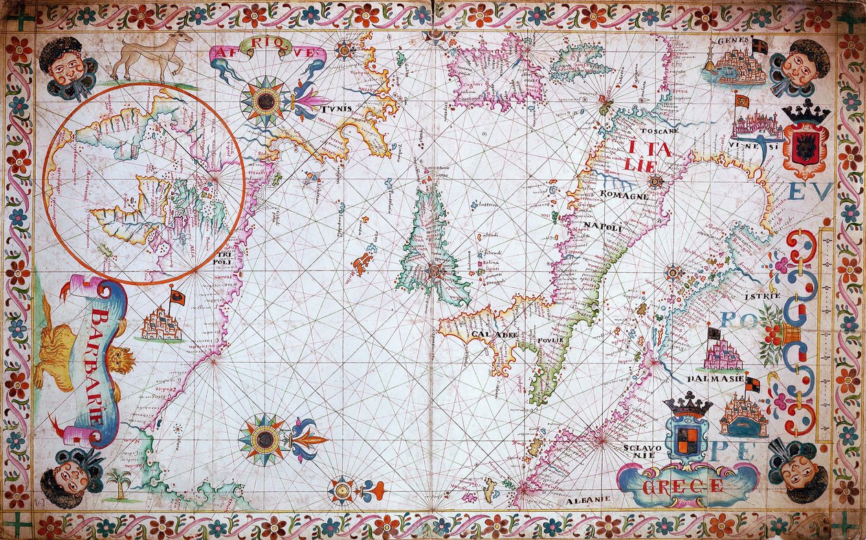 Carta del Mediterraneo, che mostra l