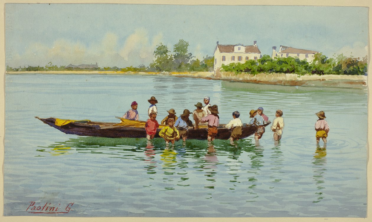 Bambini in barca sulla laguna di Venezia da Unknown artist