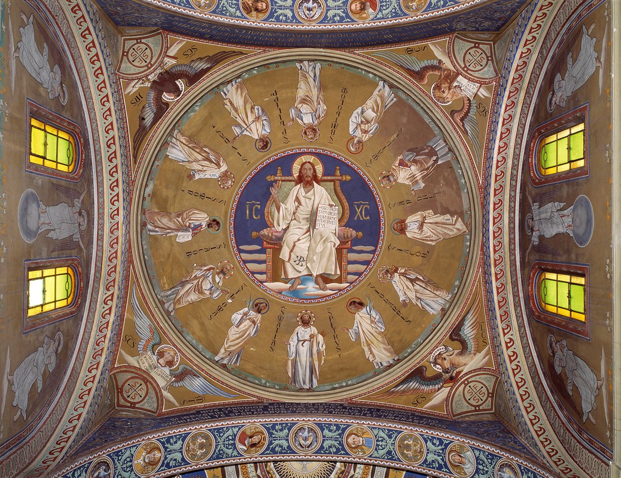 Cristo pantocratore con gli apostoli da Unknown artist
