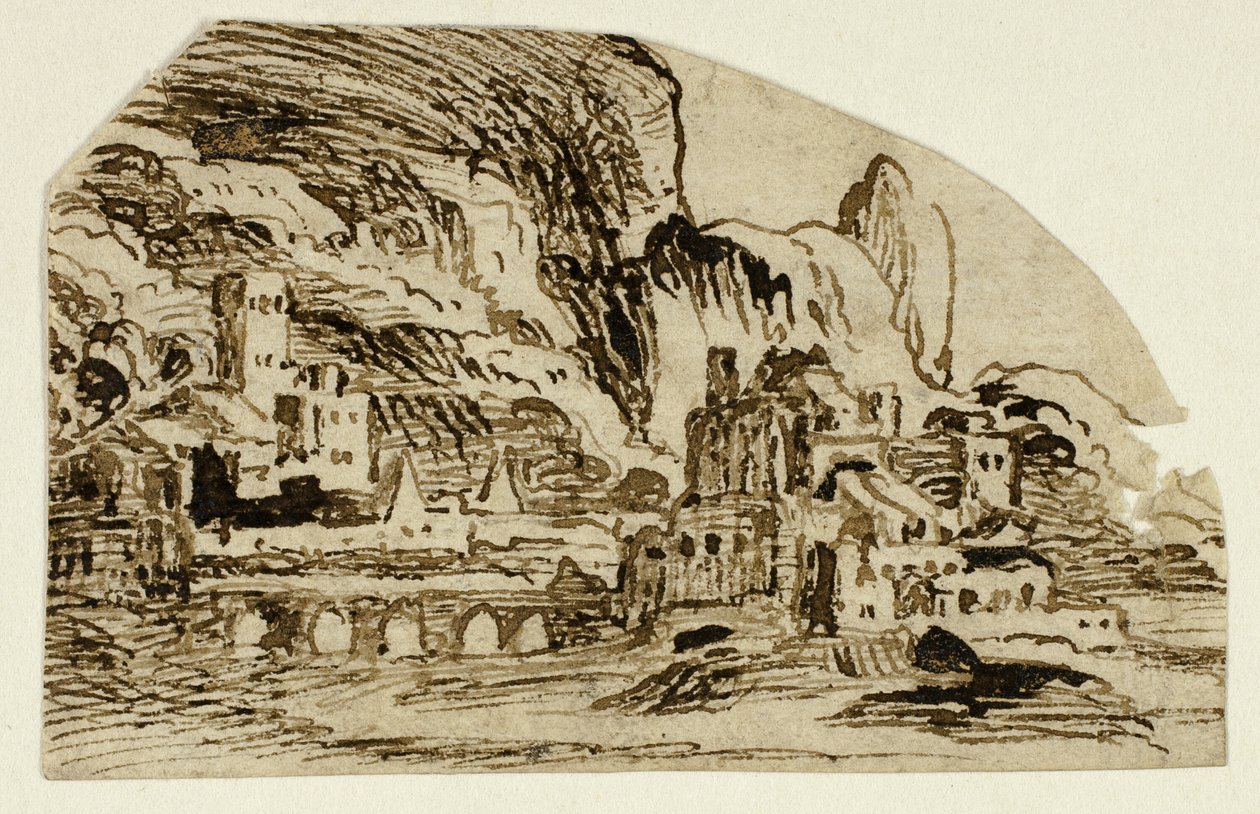 Cittadella e ponte nelle montagne da Unknown artist