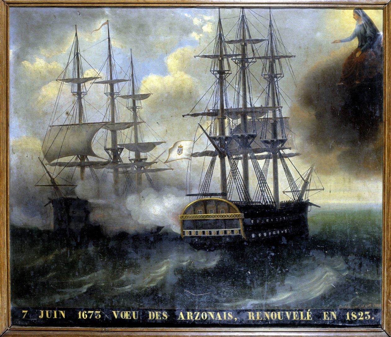 Scontro delle flotte bretoni e olandesi "Voeu des Arzonais" da Unknown artist