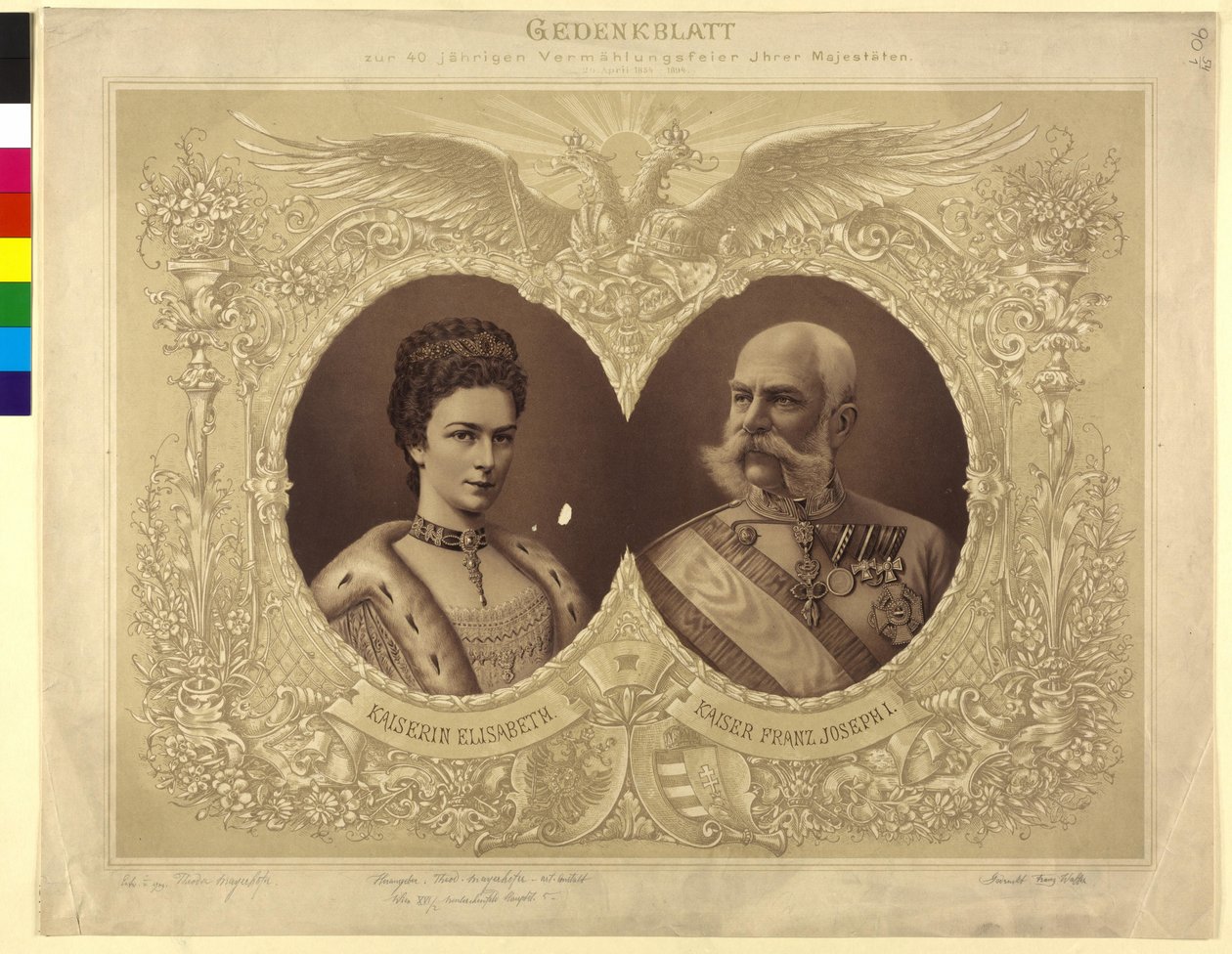 Carta commemorativa del 40º anniversario di matrimonio di Sua Maestà 24 aprile 1854 da Unknown artist