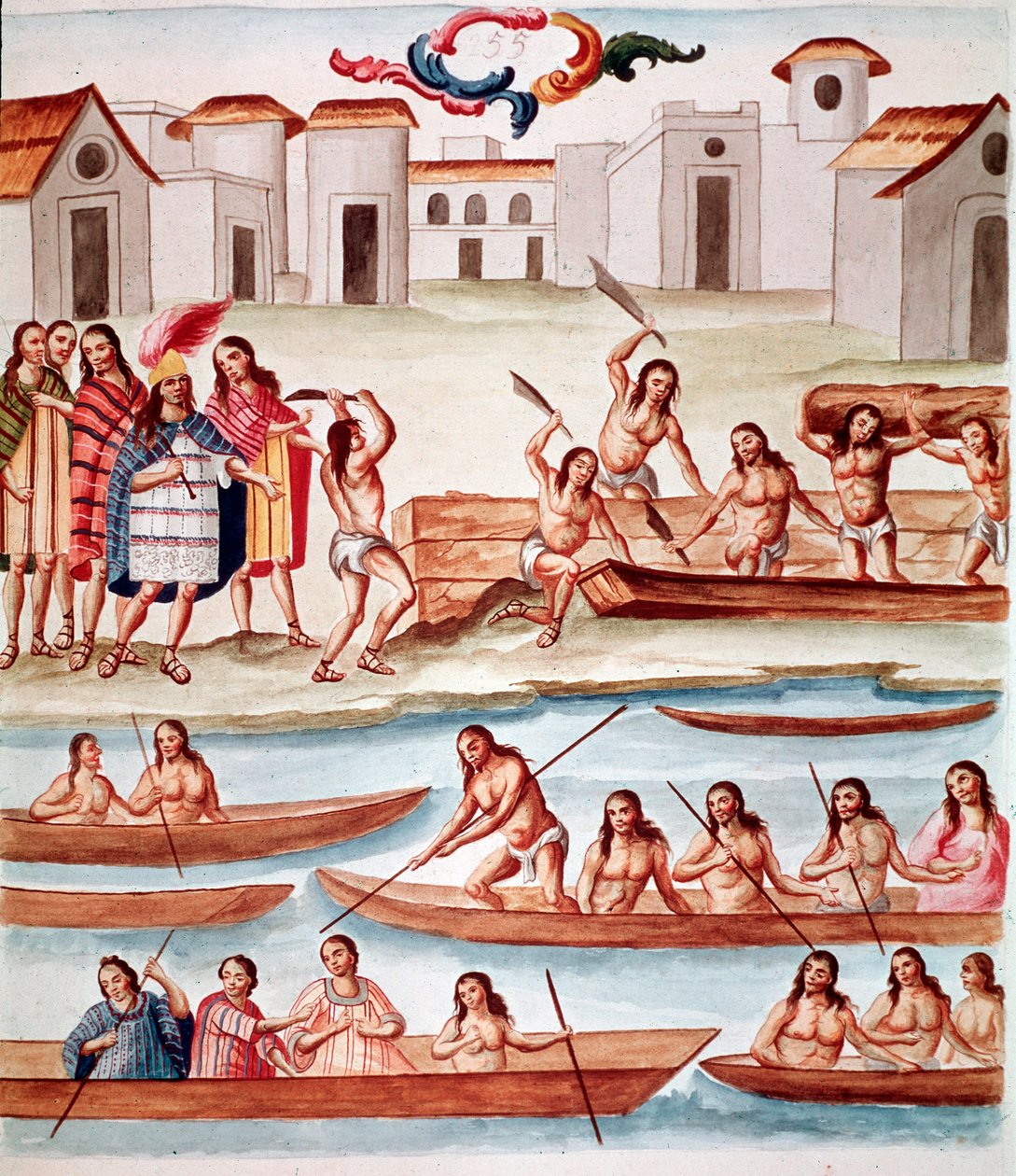 Costruzione di canoe da Unknown artist