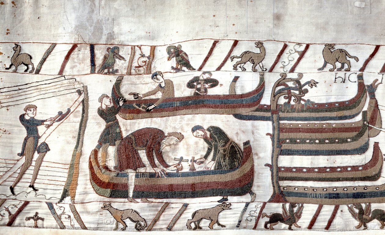 Costruzione di navi per ordine di Guglielmo - Arazzo di Bayeux, noto come Ricamo della Regina Matilde da Unknown artist