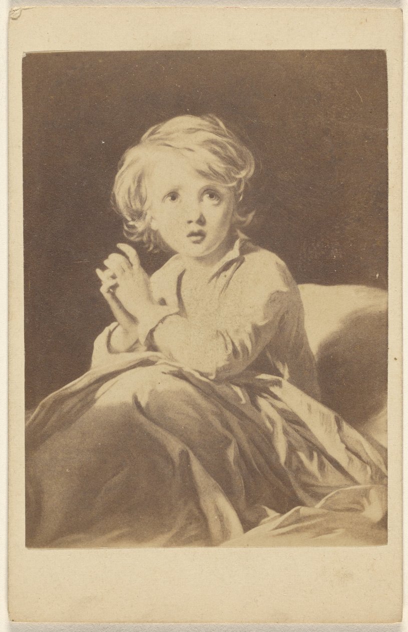 [Copia di un dipinto che raffigura un bambino che prega a letto.] da Unknown artist