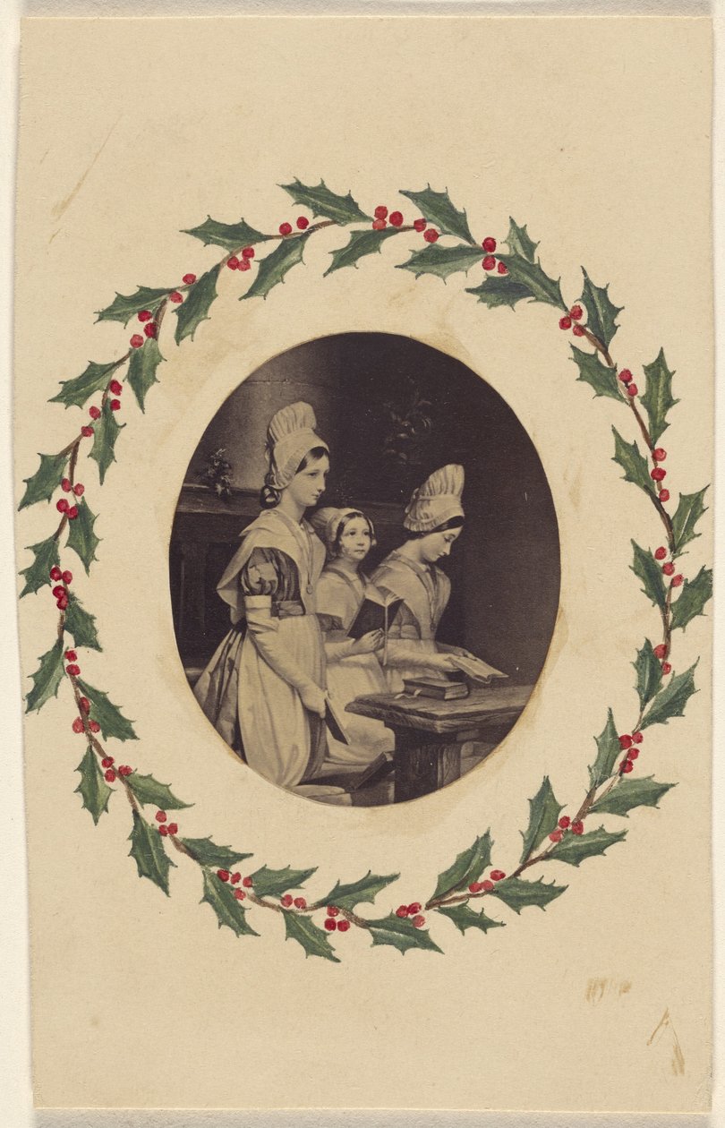 [Copia di un dipinto che raffigura tre ragazze intente a leggere]. da Unknown artist