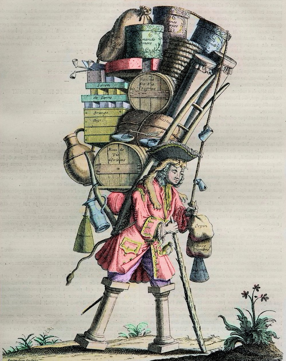 Costumi di Parigi attraverso i secoli - Incisione n. 81 intitolata "Admire la Force" - Caricatura fatta dai farmacisti contro Armand Nompar II de Caumont (1679-1761) Duca di La Force accusato di monopolio nel 1721 da Unknown artist
