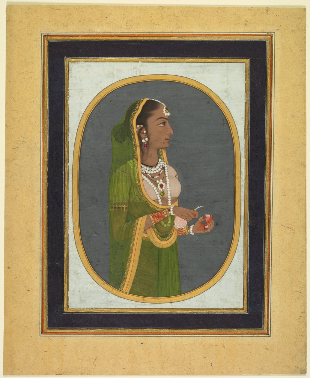 Dama di corte che versa vino (recto); Calligrafia di quartine liriche (verso) da Unknown artist