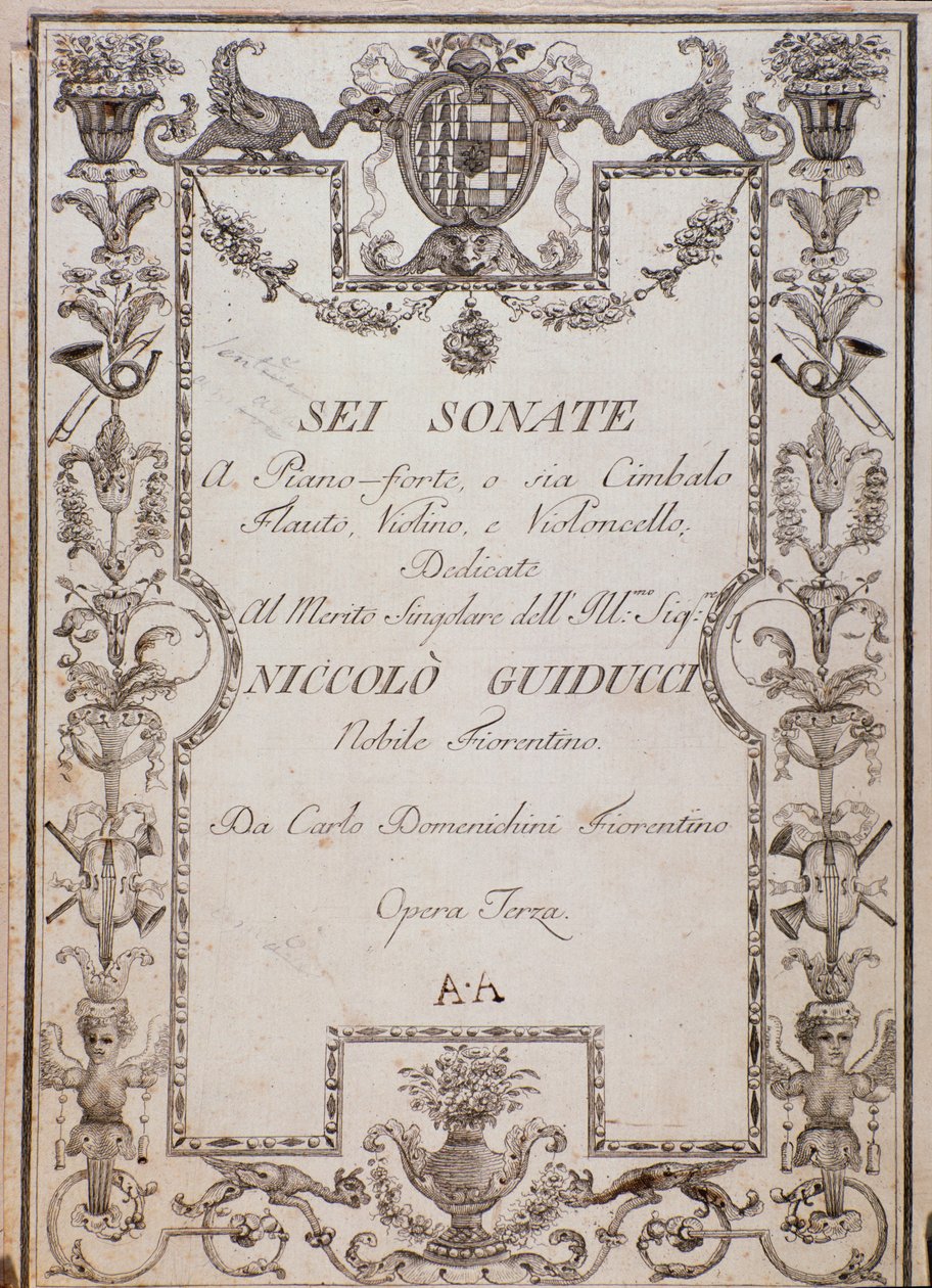 Copertina di Sei Sonate, Op. 3 di Carlo Domenighini da Unknown artist