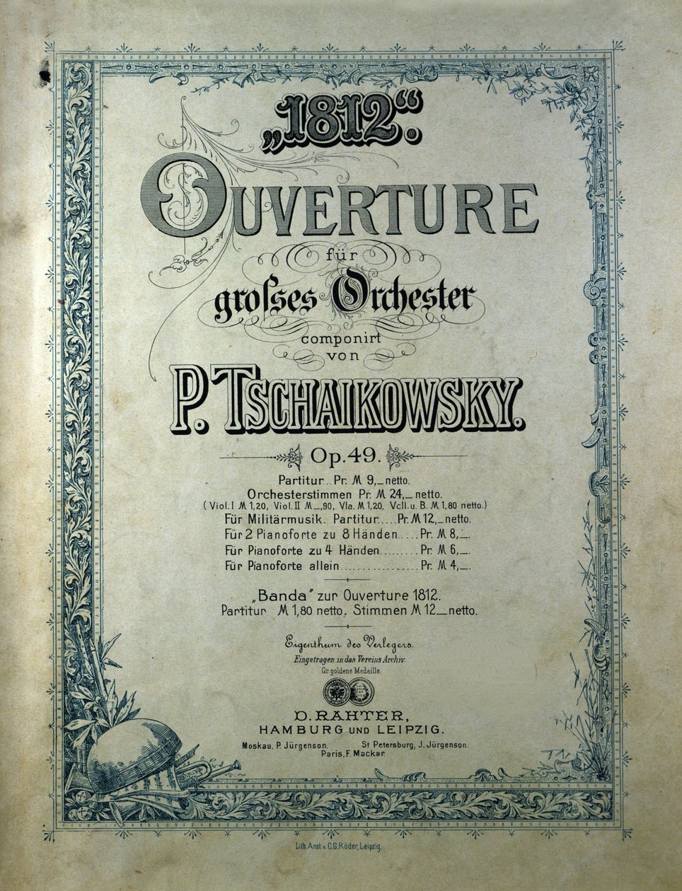 Copertina della partitura d