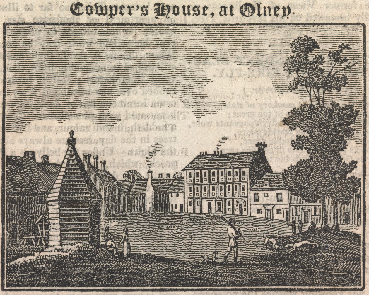 Casa di Cowper a Olney (con testo) (dallo Specchio) [una simile incisione appare in "The Tourist; a literary and anti-slavery journal", 28 gennaio 1833, pagina 189]; pagina 76 (Volume Uno) da Unknown artist