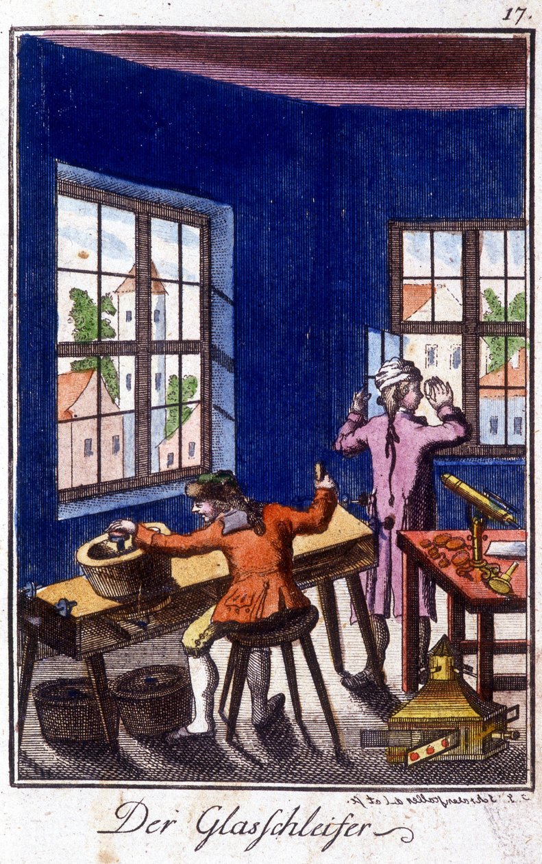 Mestiere artigianale: il vetraio nel suo laboratorio. In 