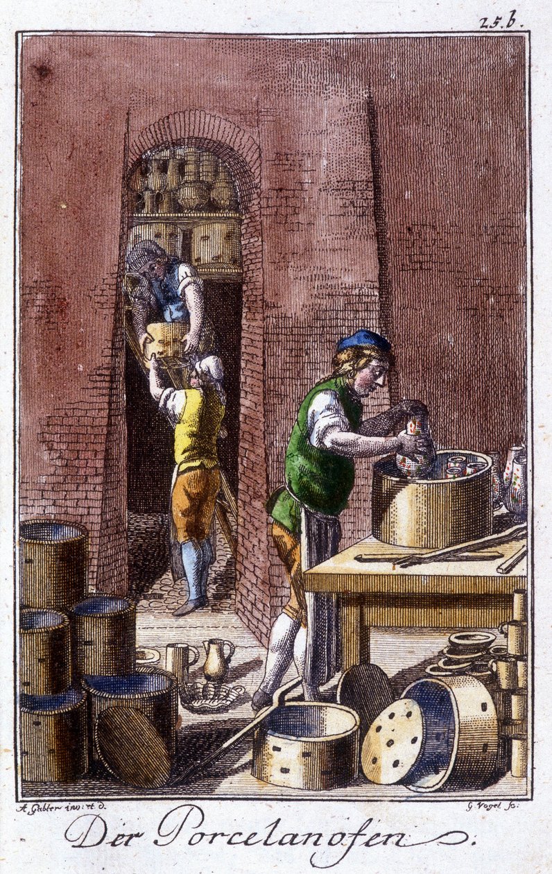 Il fabbricante di porcellana nella sua bottega. In "Descrizione completa delle arti e dei mestieri e delle botteghe per i giovani" di Johan Peter Vue. Ed. Norimberga, Weigel e Schneider da Unknown artist