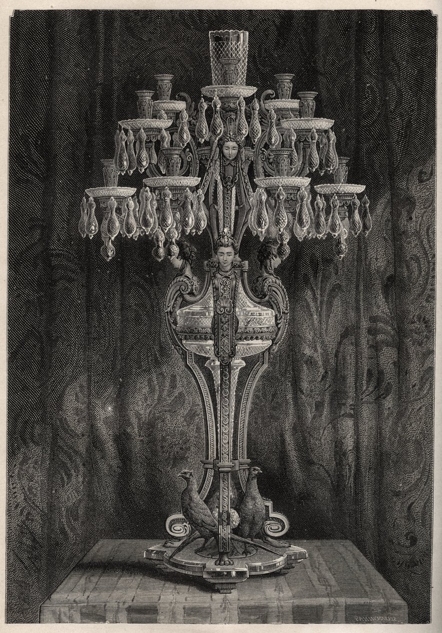 Candelabro di cristallo della fabbrica di Baccarat - incisione in 