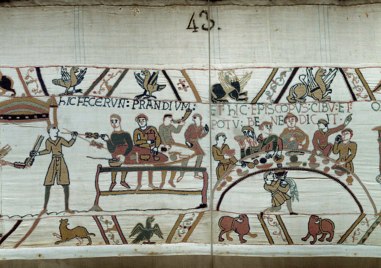 Sbarco in Inghilterra, le truppe di Guglielmo il Conquistatore festeggiano in attesa di combattere le armi sassoni di Harold II (dettaglio) da Unknown artist