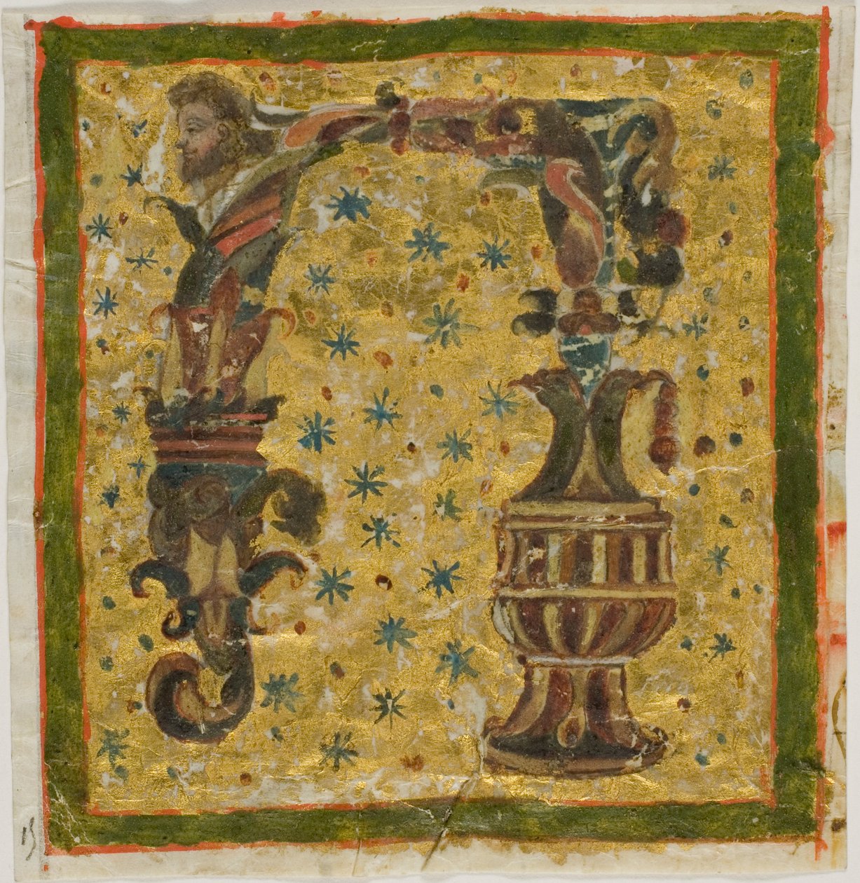 Iniziale "N" decorata con terme (o grottesche) e urna da un manoscritto da Unknown artist