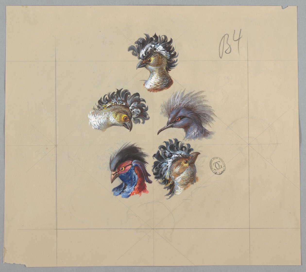 Design per carta da parati e tessuti: Uccelli da Unknown artist