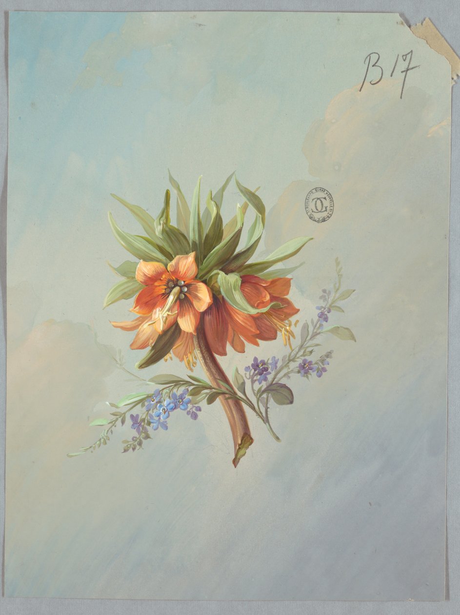 Progetto per carta da parati e tessuti: fiori da Unknown artist