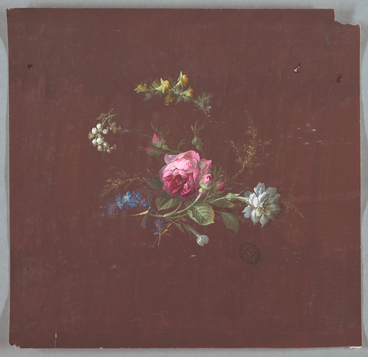 Disegno per carta da parati e tessuti: Fiori da Unknown artist
