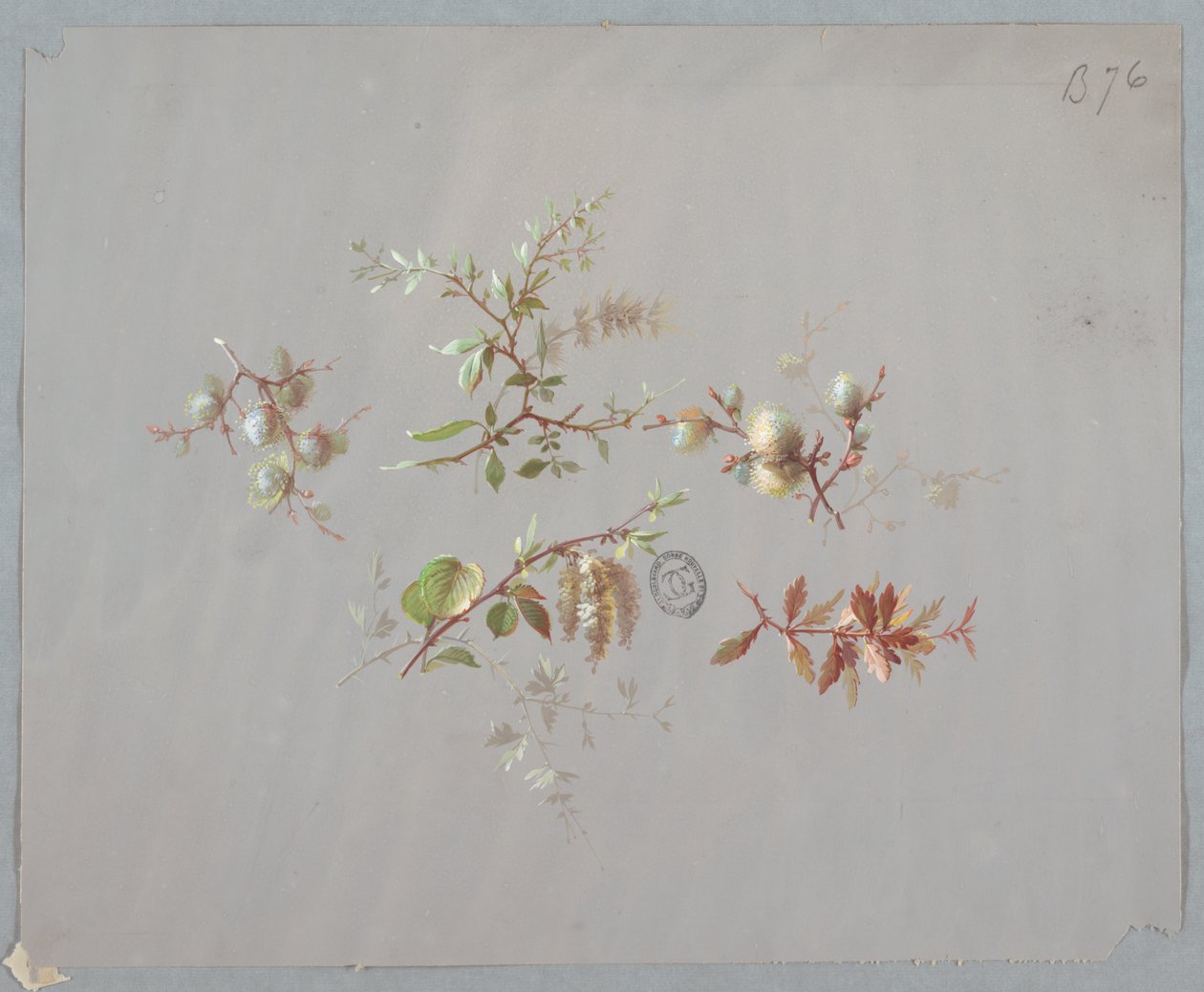 Disegno per carta da parati e tessuti: fiori da Unknown artist