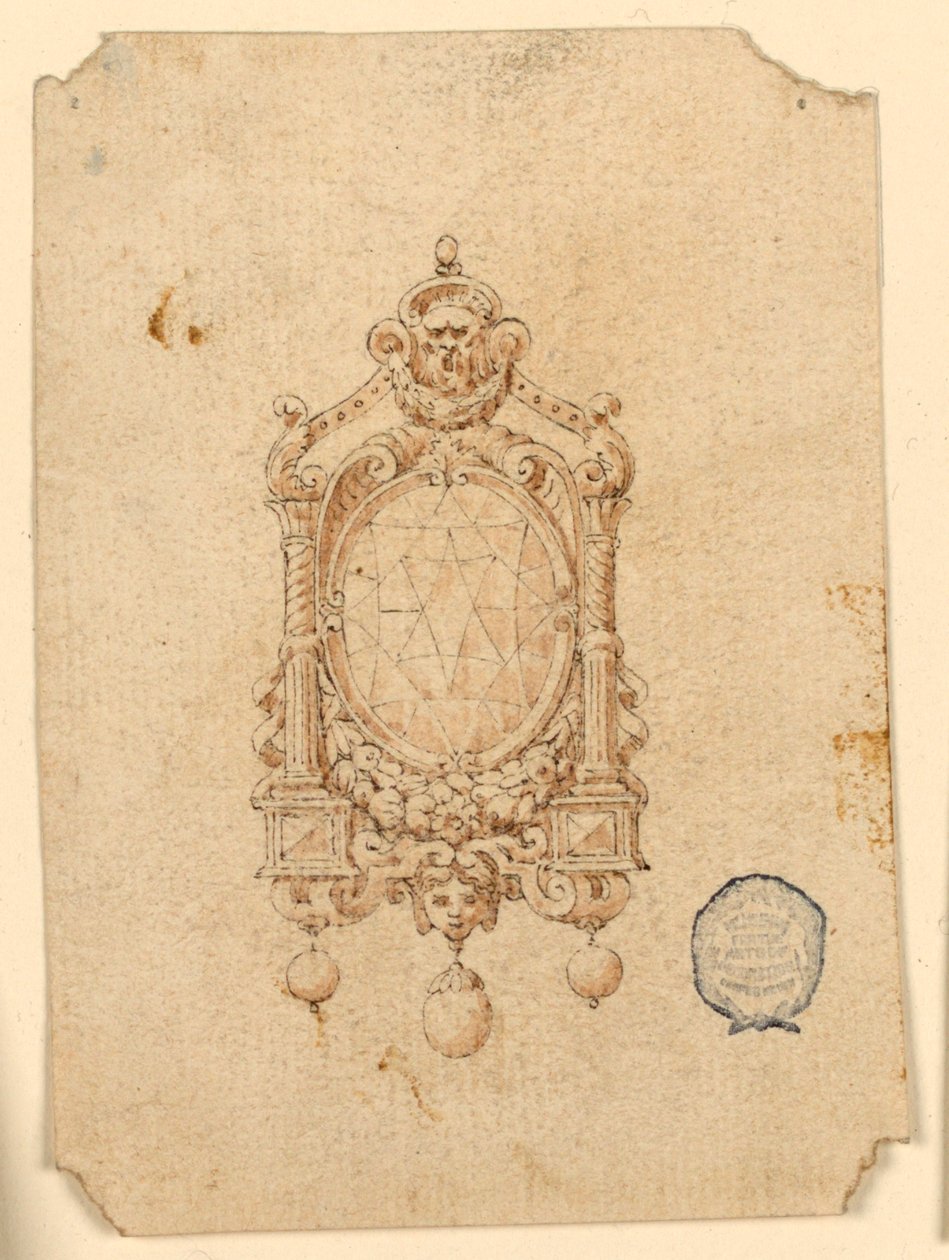 Progetto per una spilla con diamante ovale da Unknown artist