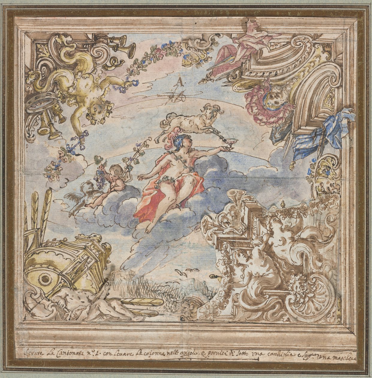 Progetto per un soffitto: Marte e Ariete da Unknown artist