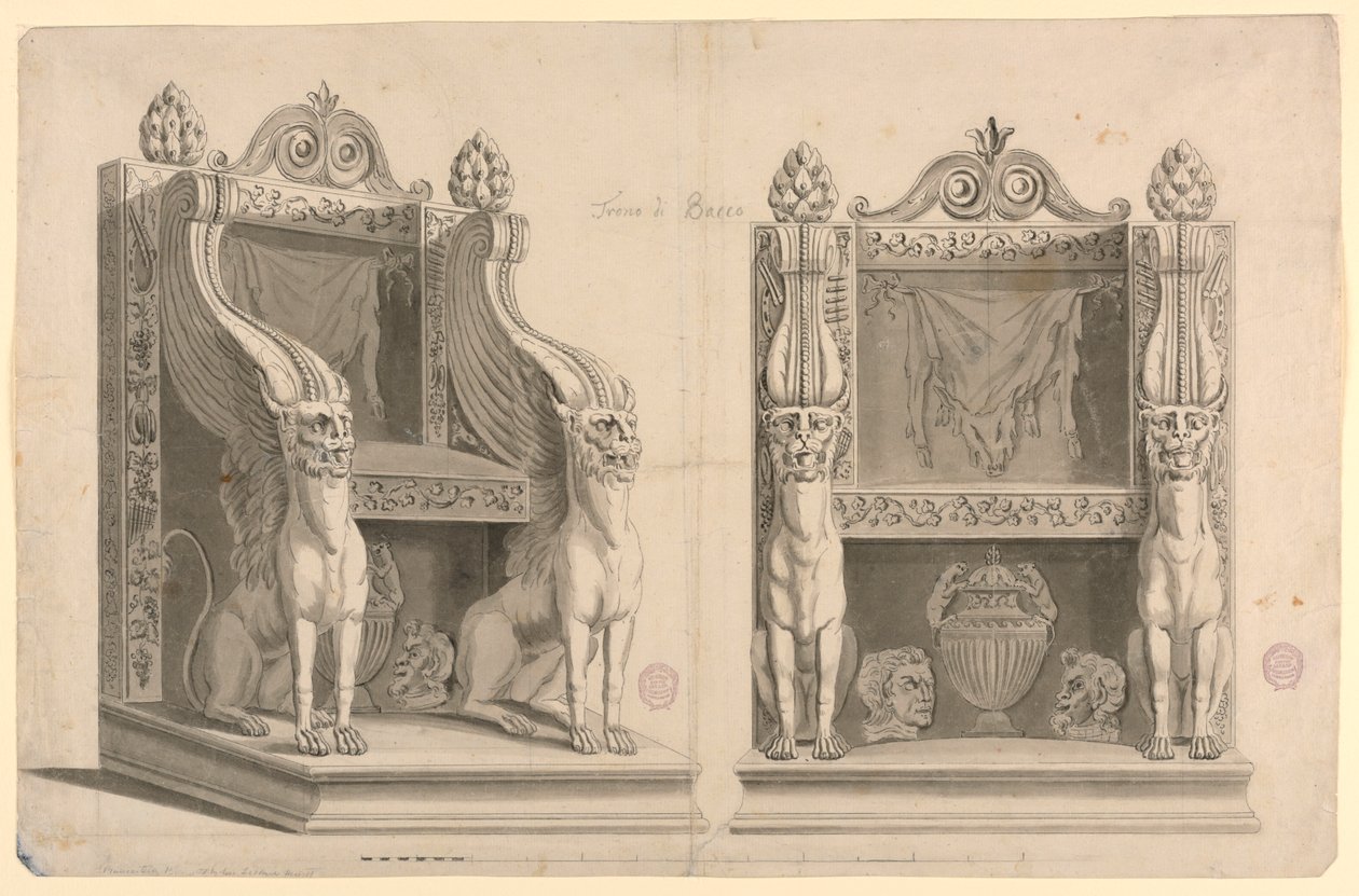 Progetto per un trono del sacerdote di Bacco, dopo marmo antico da Unknown artist