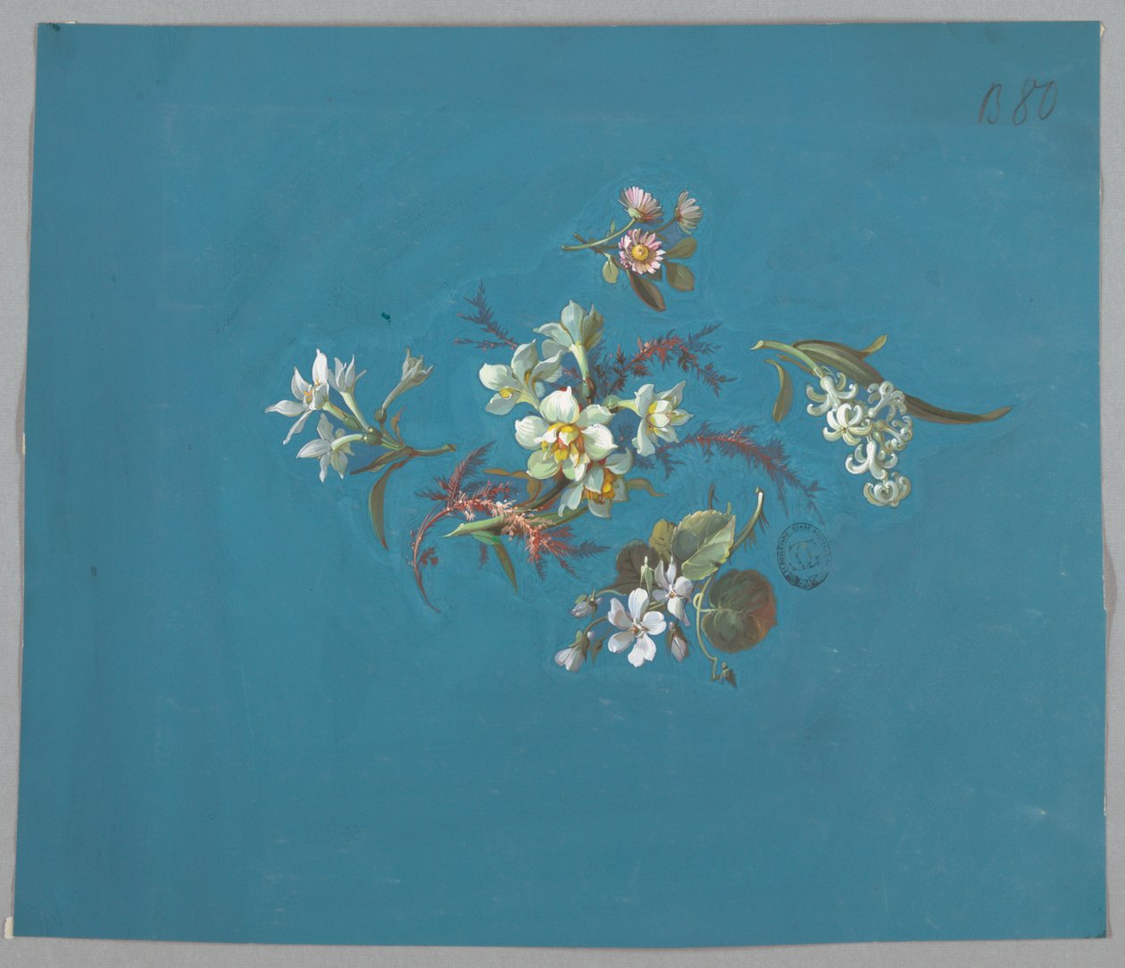 Disegno per carta da parati e tessuti, fiori da Unknown artist