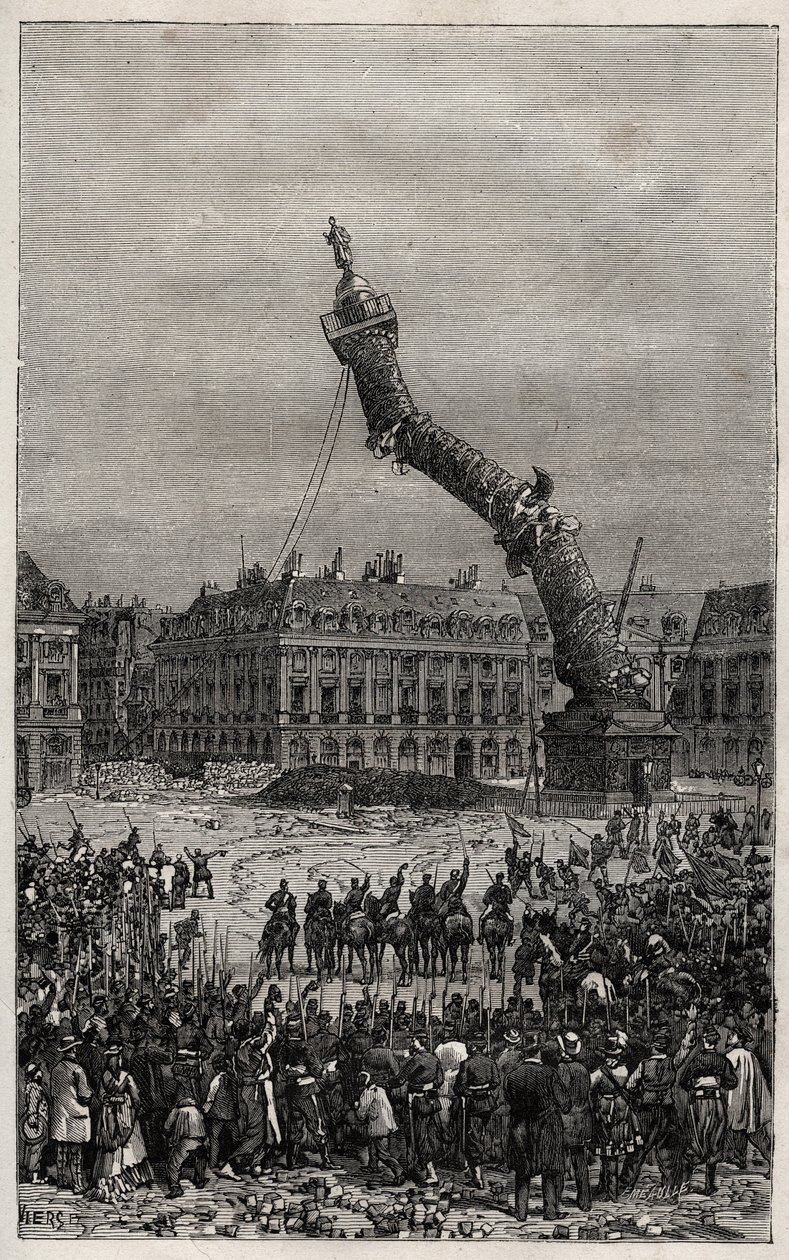 Distruzione della Colonna Vendôme durante la Comune da Unknown artist