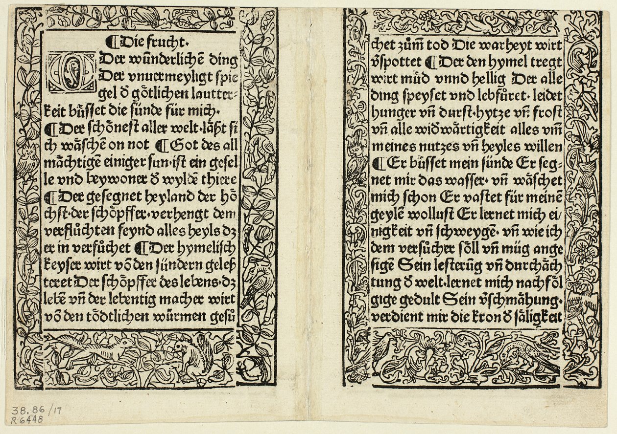 Passi devozionali con bordi ornamentali da Andächtig Zeitglöcklein des Leben und Leidens Christi, lastra 17 da Xilografie da libri del XV secolo da Unknown artist
